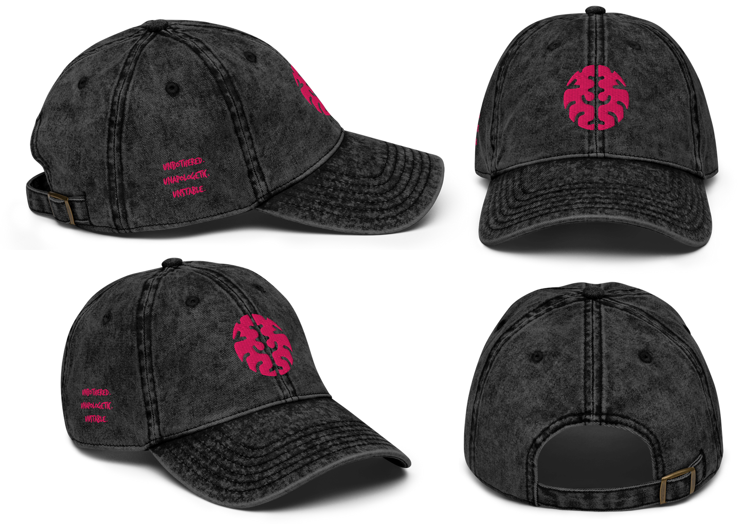 Black & Retro Pink | Unbothered. Unapologetic. Unstable. | DL Vintage Twill Cap